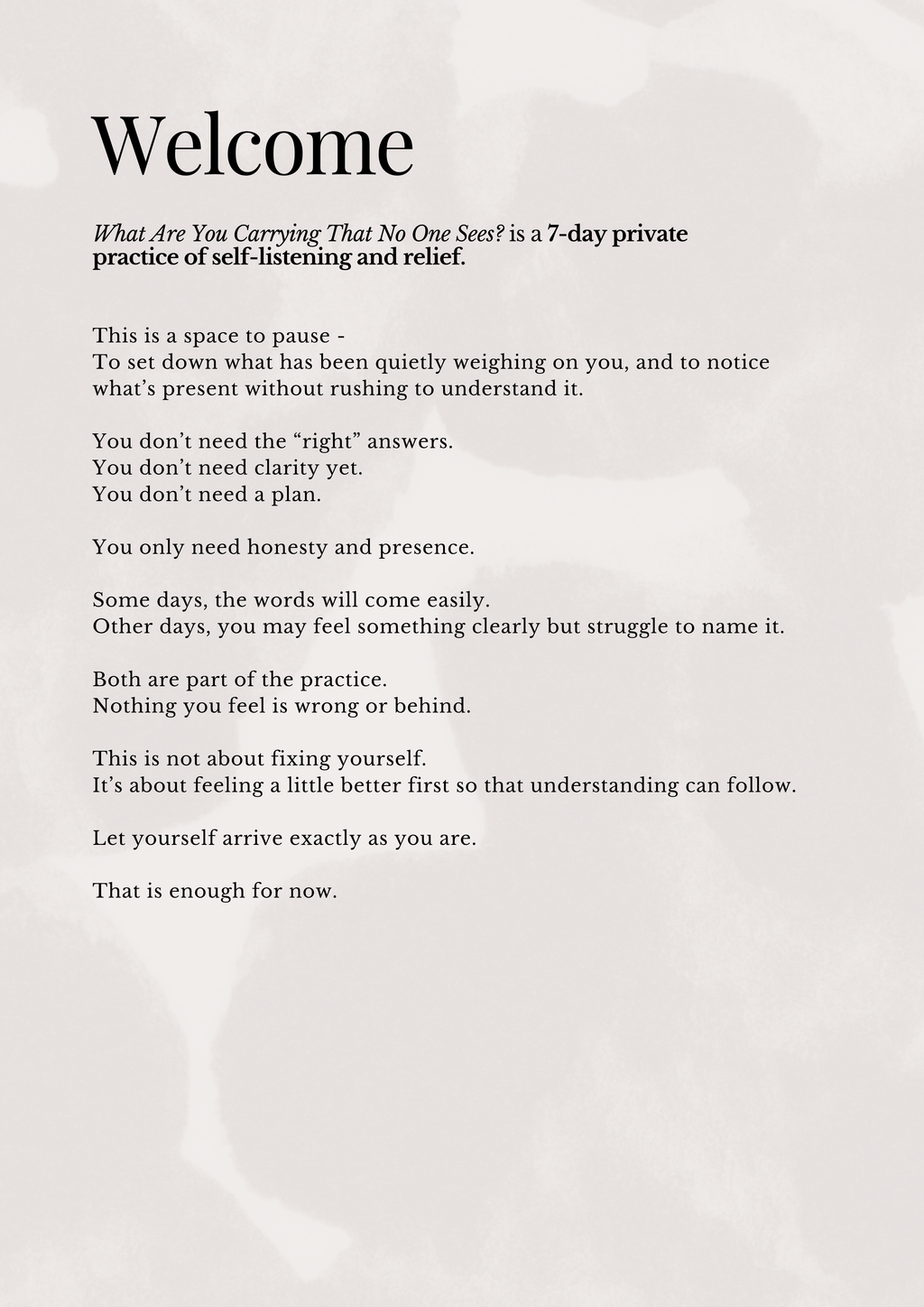 WHAT ARE YOU CARRYING THAT NO ONE SEES? - A 7-Day Practice of Self-Listening